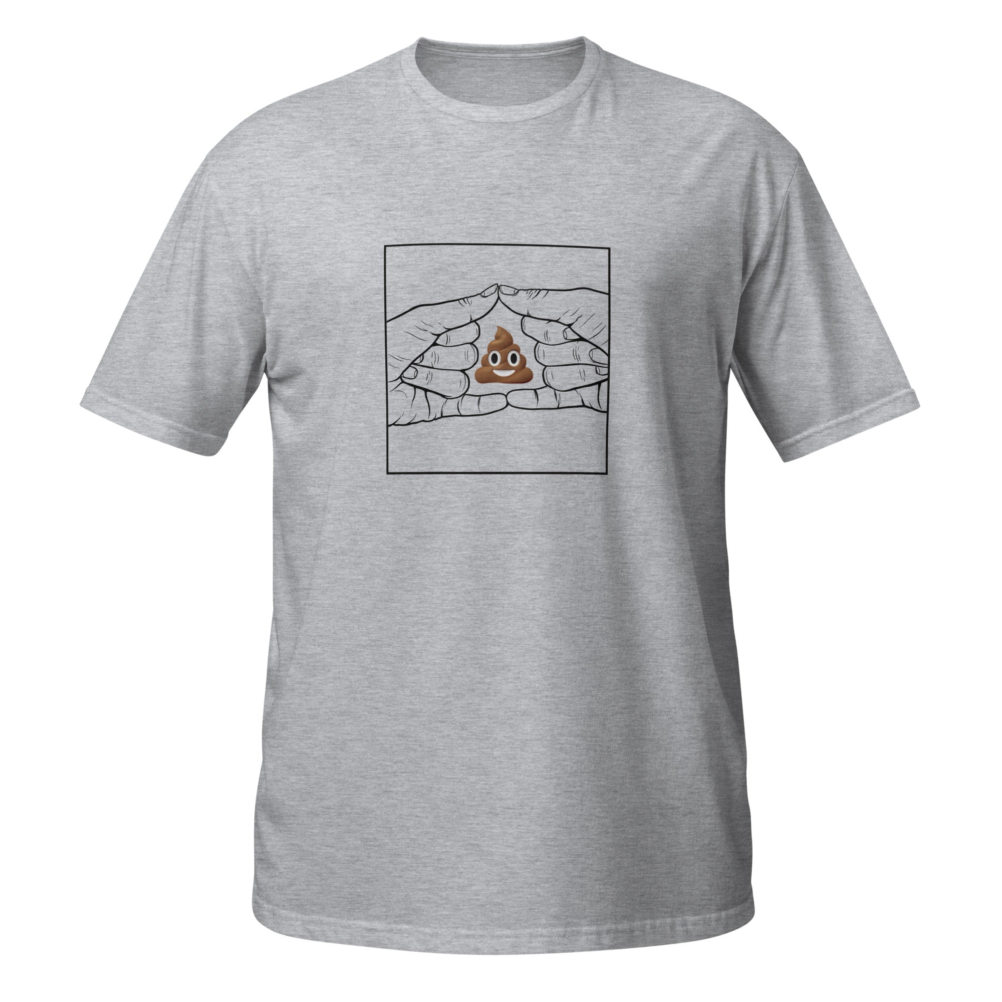 Poo gesture funny graphic tee front view – poop club merch by The Turd Club