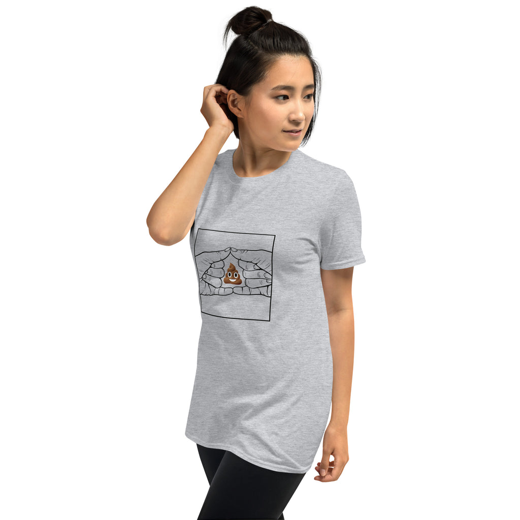 Poo gesture funny graphic tee left front view – The Turd Club streetwear
