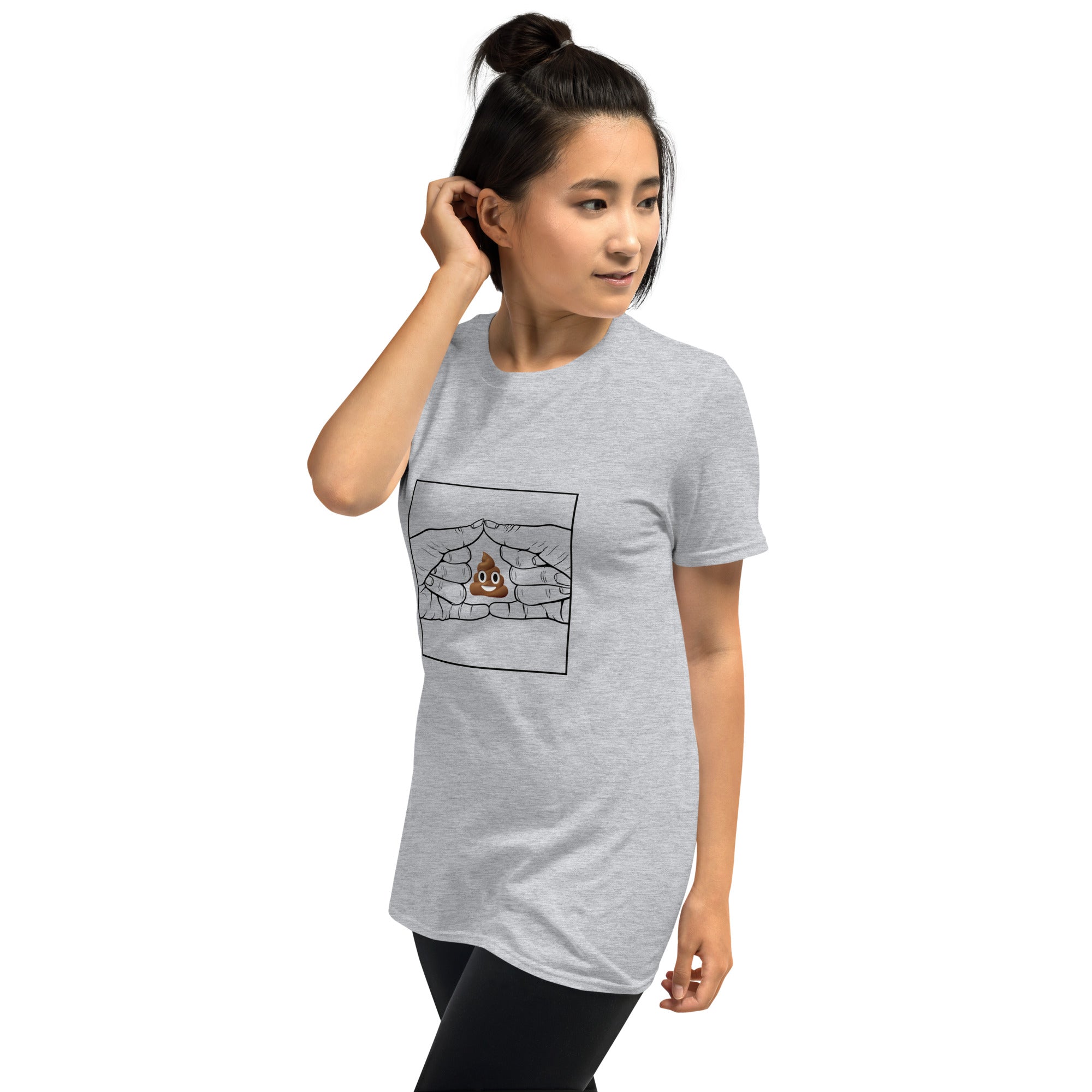Poo gesture funny graphic tee left front view – The Turd Club streetwear