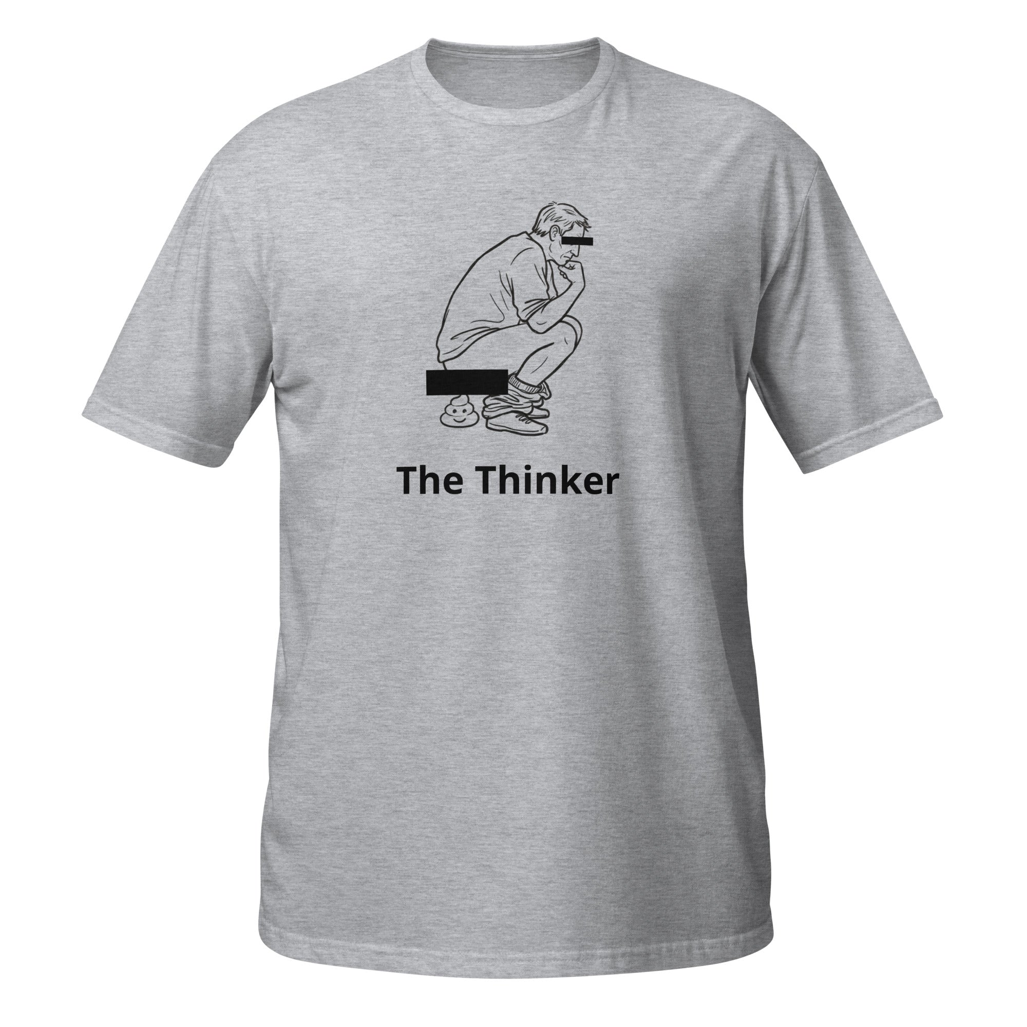 The Thinker funny graphic tee front view – poop club merch by The Turd Club