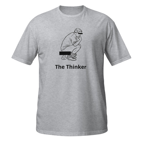The Thinker funny graphic tee front view – poop club merch by The Turd Club